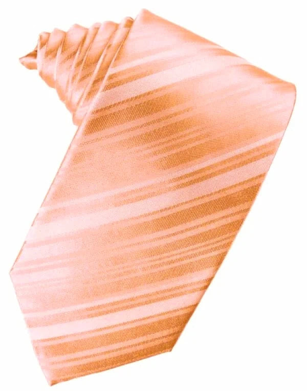 Peach Striped Satin Suit Tie