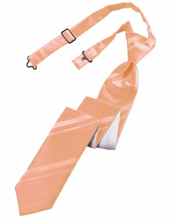 Peach Striped Satin Skinny Tie