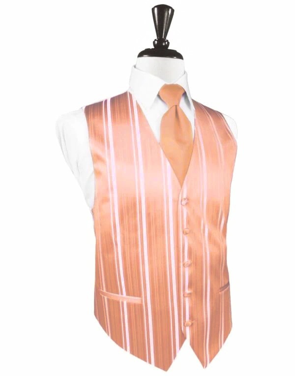 Peach Striped Satin Vest