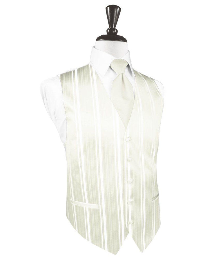Ivory Striped Satin Vest - Tuxedo Club