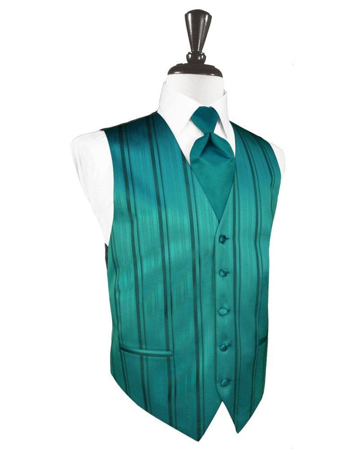 Jade Striped Satin Vest - Tuxedo Club