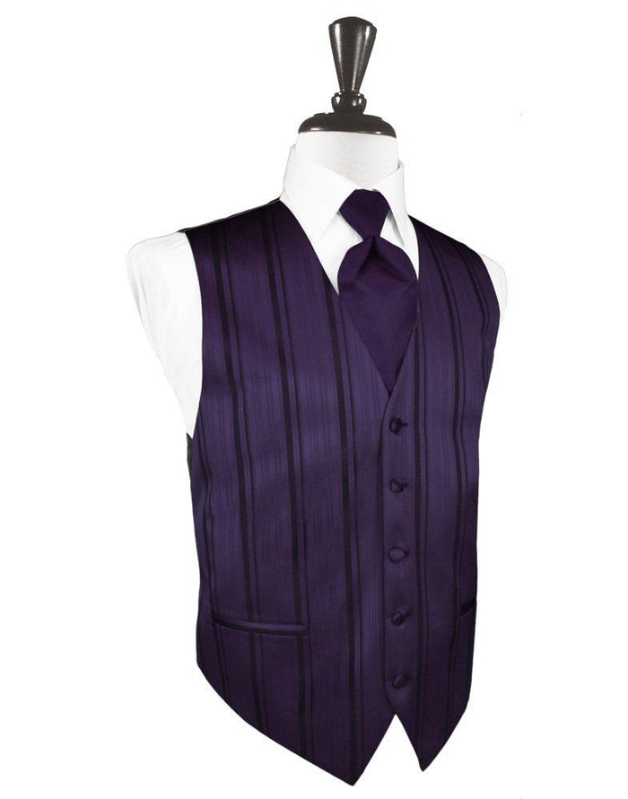 Lapis Striped Satin Vest - Tuxedo Club