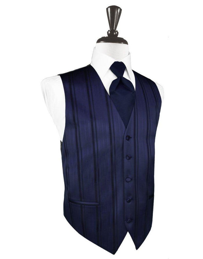 Marine Striped Satin Vest - Tuxedo Club