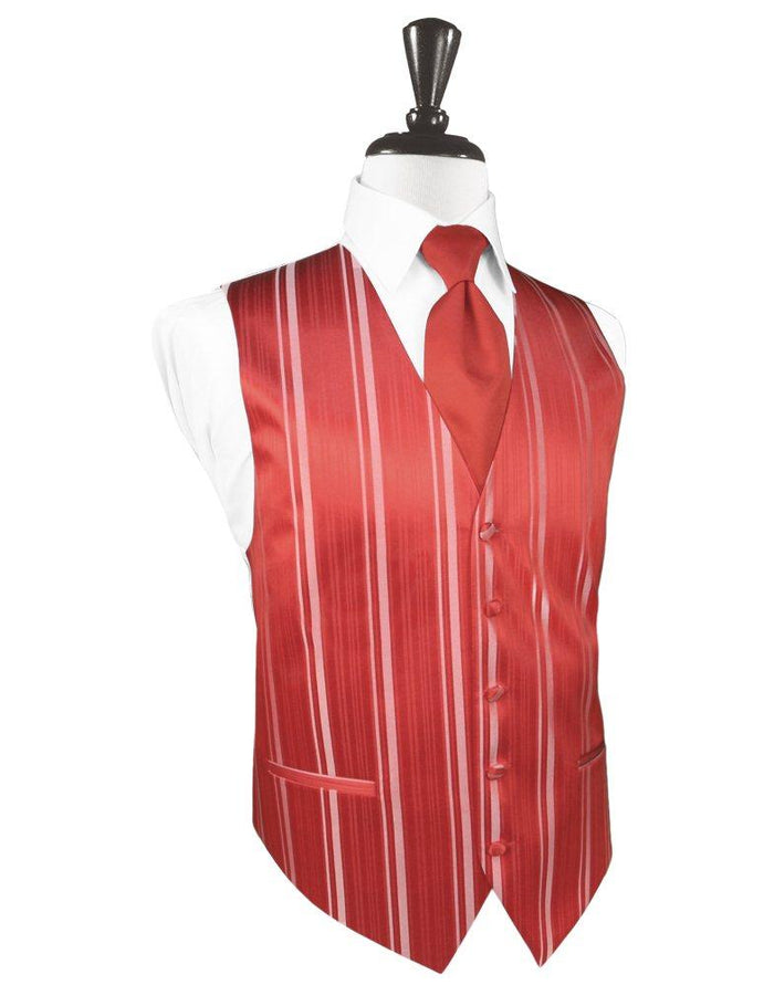Persimmon Striped Satin Vest - Tuxedo Club