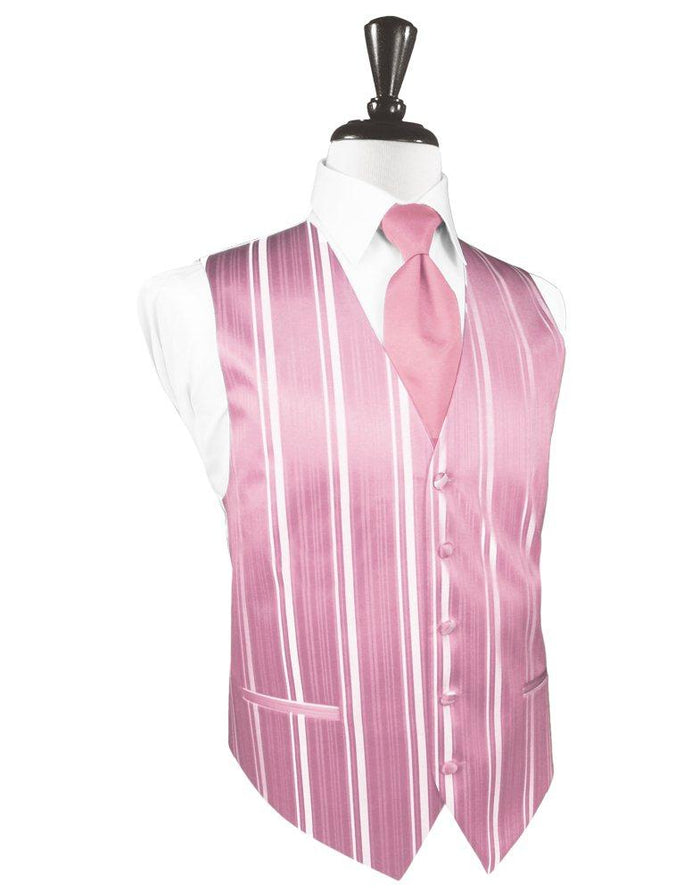 Rose Petal Striped Satin Vest - Tuxedo Club