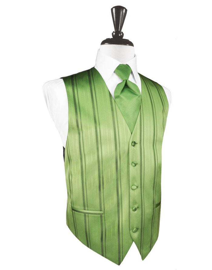 Sage Striped Satin Vest - Tuxedo Club
