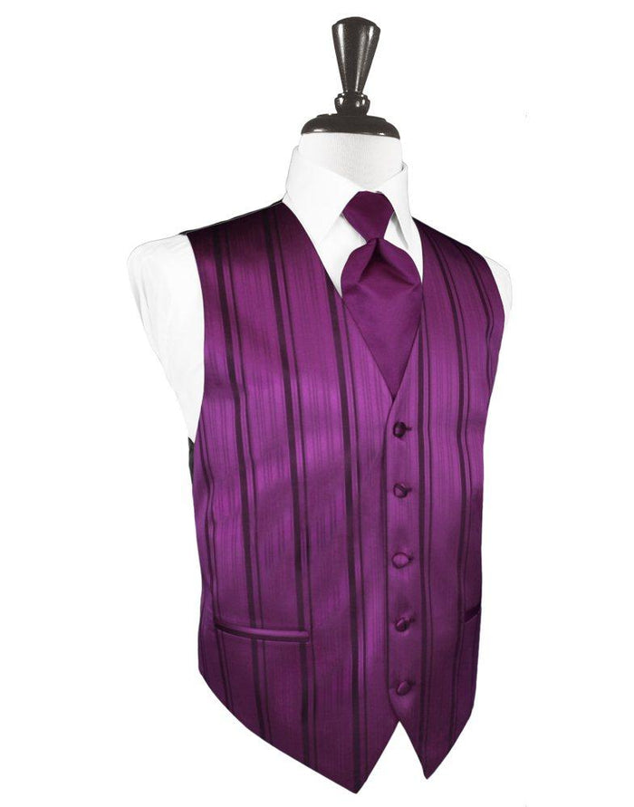 Sangria Striped Satin Vest - Tuxedo Club