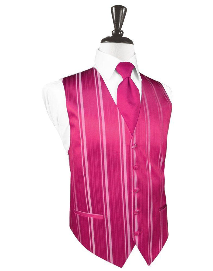 Watermelon Striped Satin Vest - Tuxedo Club