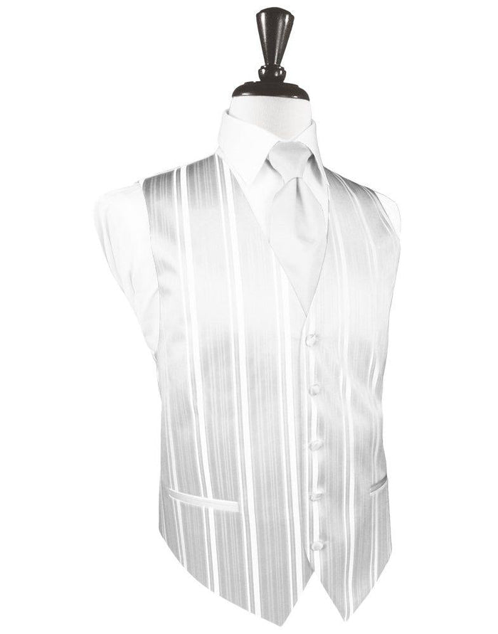 White Striped Satin Vest - Tuxedo Club