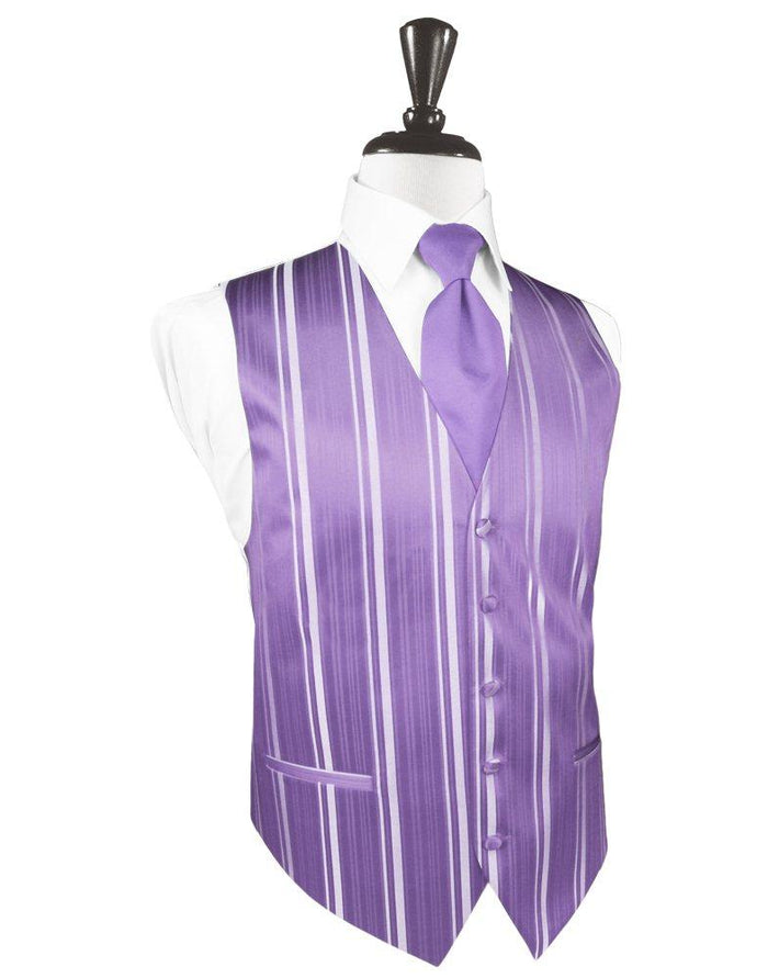 Wisteria Striped Satin Vest - Tuxedo Club