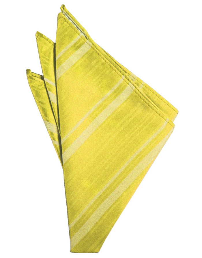 Sunbeam Striped Satin Pocket Square - Tuxedo Club