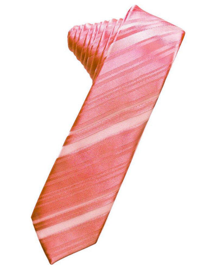 Coral Reef Striped Satin Skinny Suit Tie