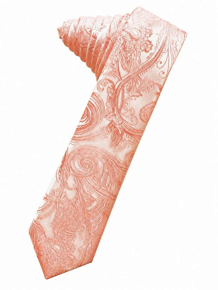 Peach Tapestry Skinny Suit Tie