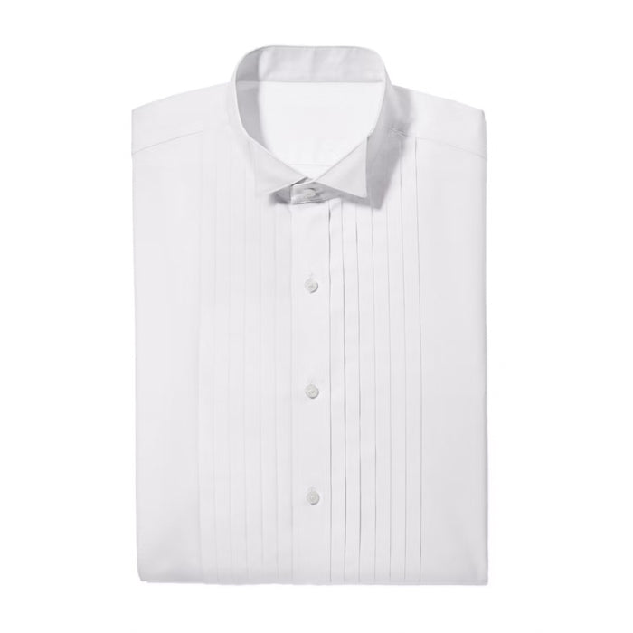 White Pleated Wingtip Shirt